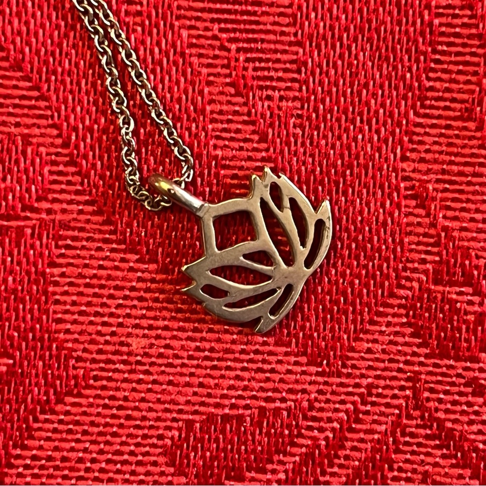 Dainty Sterling Lotus Charm on Delicate Chain